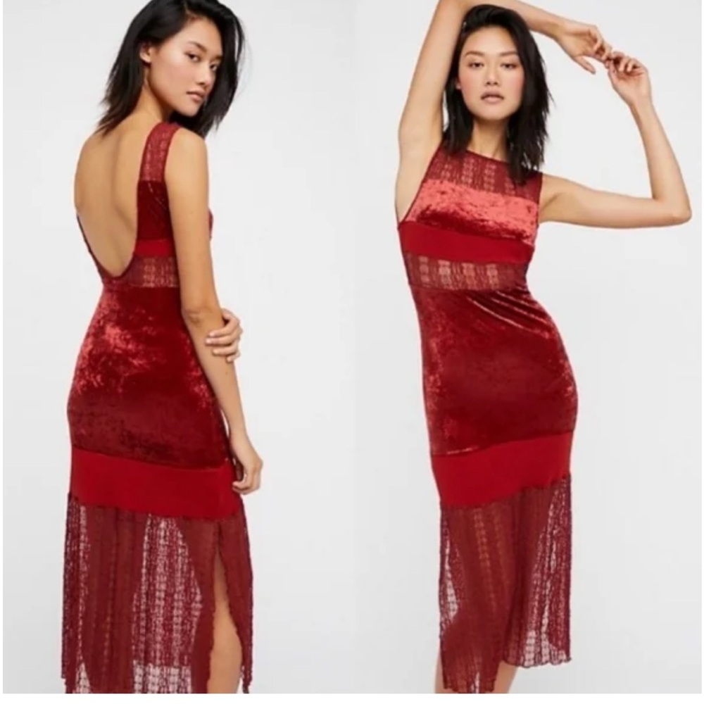 Free People Keep In Line Red Velvet dress, size s, NWOT
